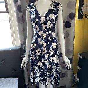 Navy and White Floral Dress